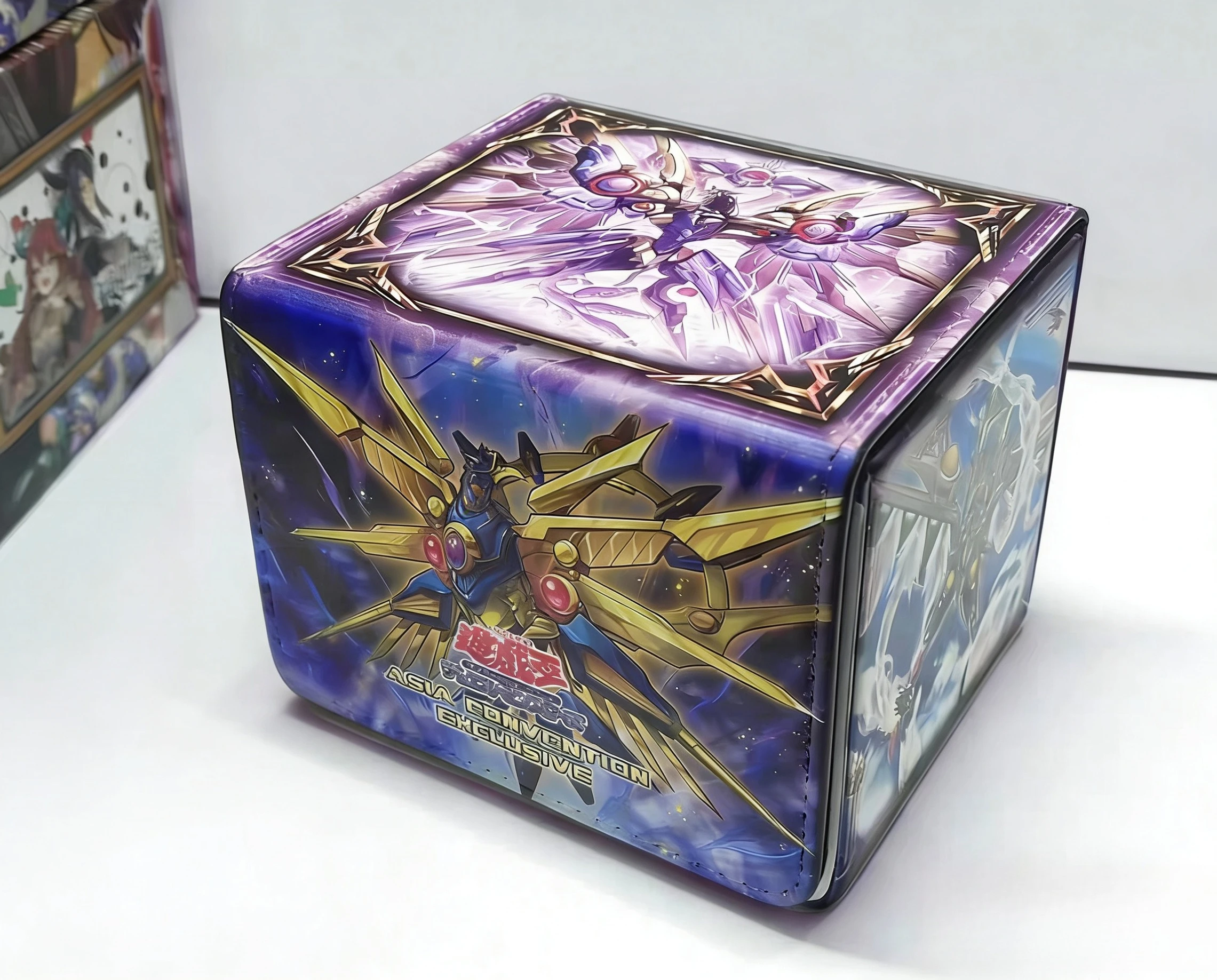 Caja de Cartas Original DIY Yugioh RR Raidraptor Yu-Gi-Oh! Caja de Almacenamiento de Cuero PU para Cartas Coleccionables TCG OCG PTCG, Capacidad para Más de 100 Cartas