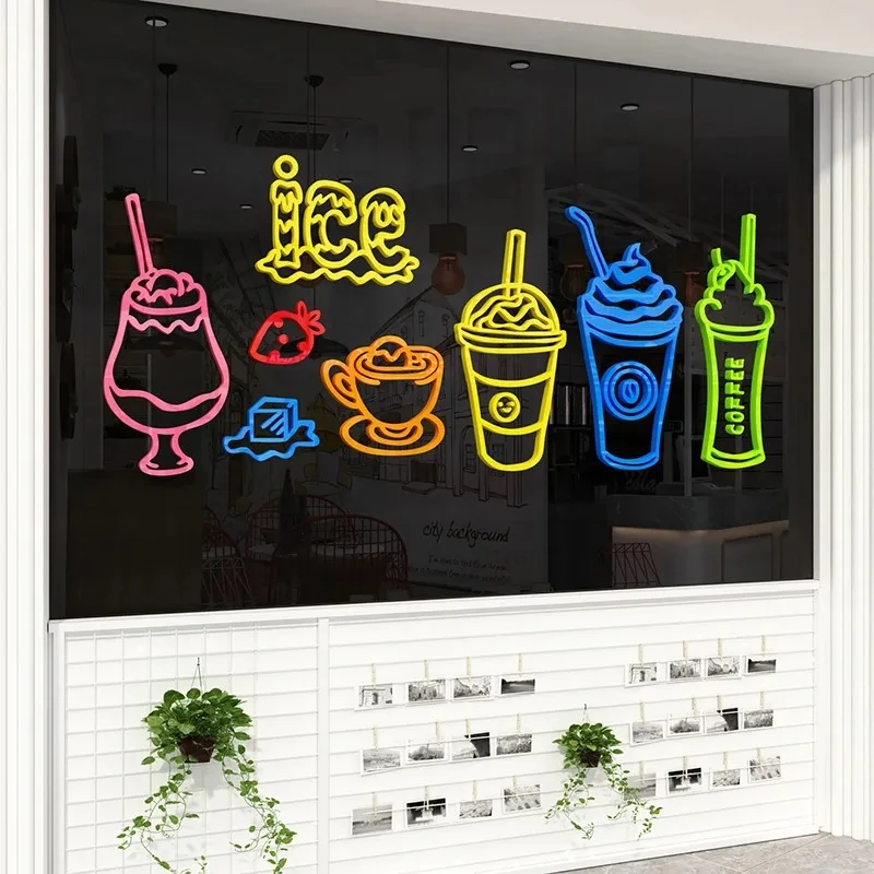 Creative Ice Cream Pattern Wall Stickers Cute Stereo Decorative Wall Decals Dessert Shop Milk Tea Shop Background Wall Stickers