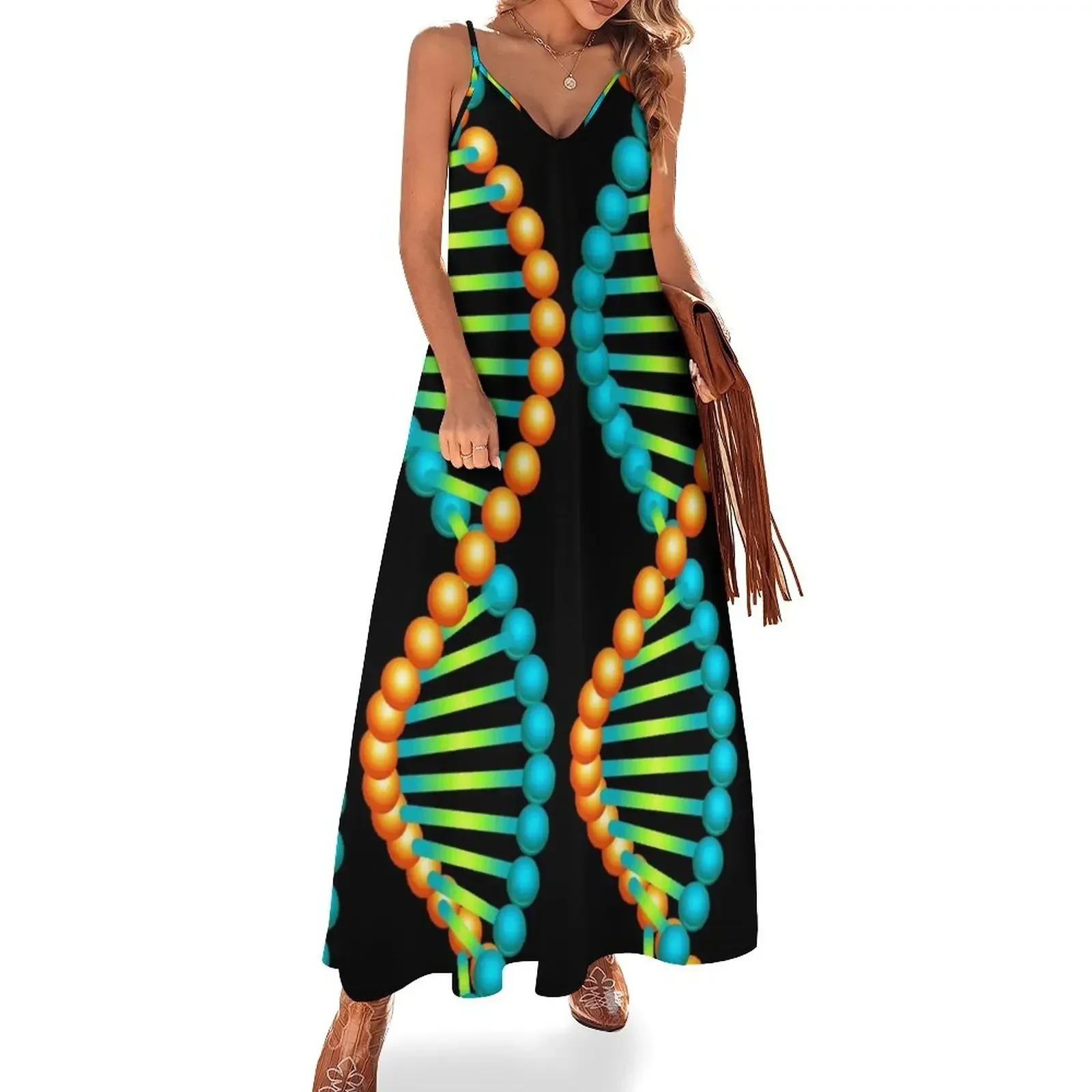 DNA helix Sleeveless Dress beach outfits for women purple dress Summer dresses for women Dress