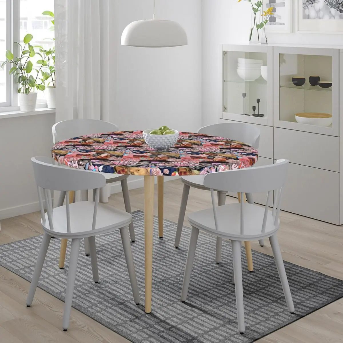 Mads Mikkelsen Collage Greeting Card36 Waterproof Round Tablecloth Oilproof Table Cloth for Kitchen Events Dining Table Cover