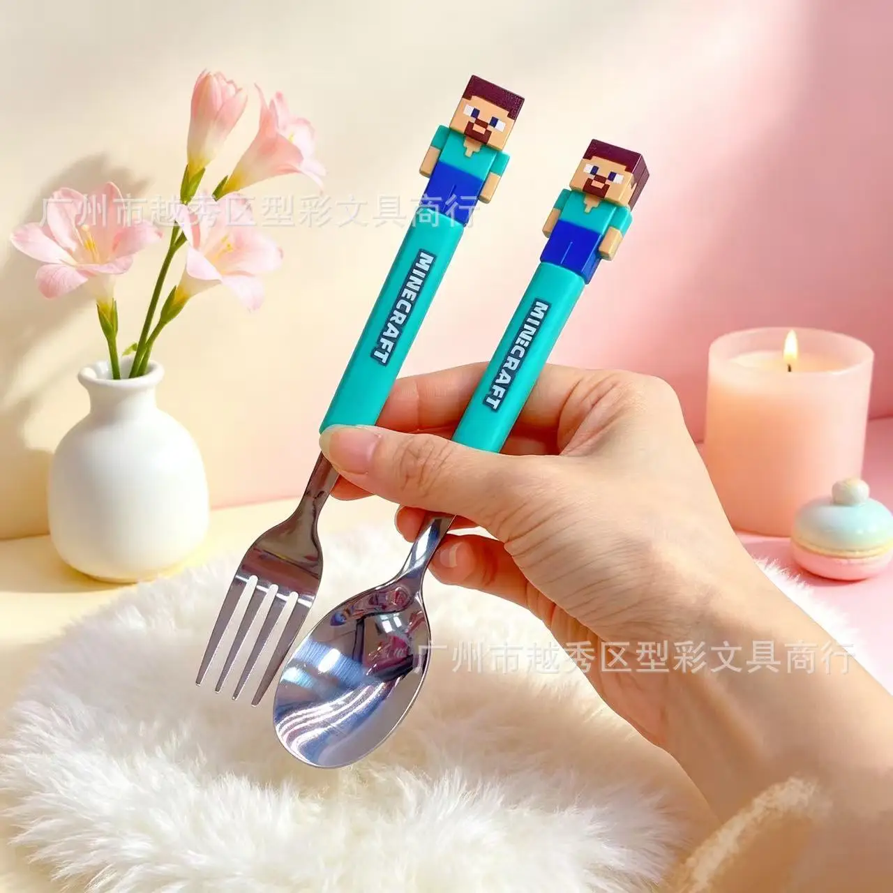 Kids Funny Fork Spoon Set ABS Handle Stainless steel Tableware Two-piece Set Fork Spoon House Stuff 2026 Gifts view 5