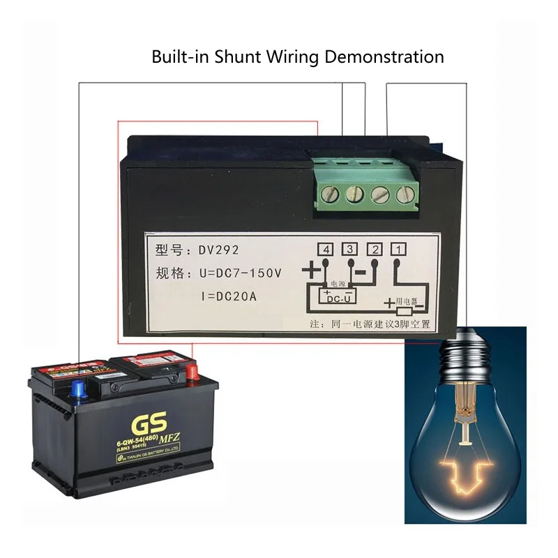 Digital Display DC Voltage Ammeter With Shunt 100A 200A 300A 500A