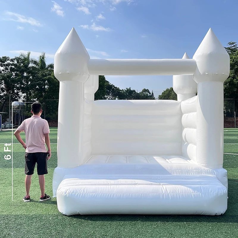 White Inflatable Bounce House With Blower PVC Bouncy House Castle For Kids Indoor Outdoor Wedding Birthday Party Celebrations