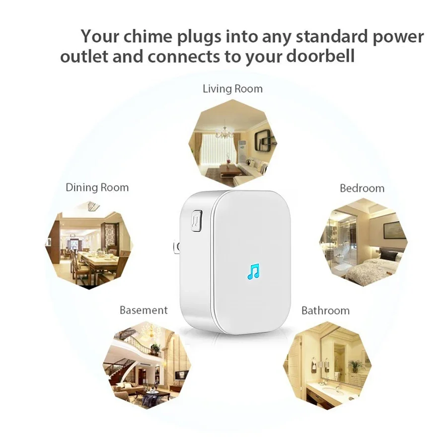 Wifi Wireless Doorbell Indoor Chime 100DB 433MHz Waterproof Door Ring Chime Doorbell Receiver Ding Dong Tuya Smart life home