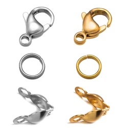 1 Set Stainless Steel Bead Tips Knot Covers Open Jump Ring Connectors Clasp For DIY Necklace Bracelet Jewelry Making Accessories