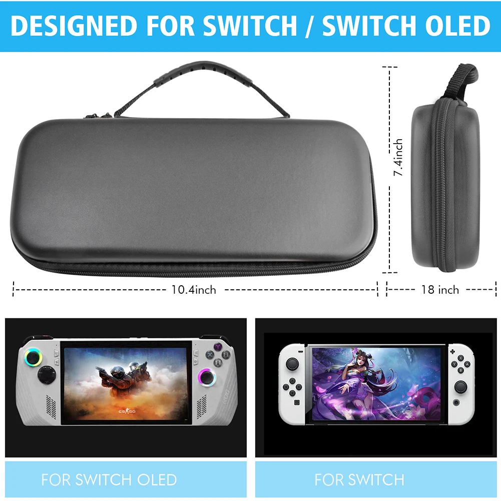 حقيبة حمل صلبة حقيبة حمل جلدية مقاومة للصدمات حقيبة تخزين صلبة محمولة لملحقات وحدة التحكم Asus ROG Ally