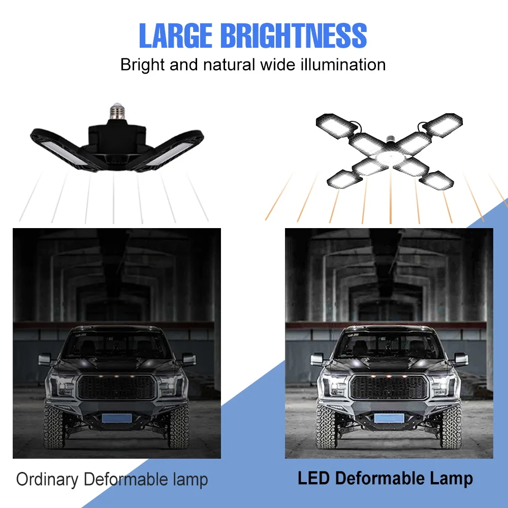 300 واط LED مصباح المرآب E27/E26 ضوء لمبة التيار المتناوب 220 فولت للطي تشوه الأضواء 110 فولت للمنزل مستودع ورشة عمل الطابق السفلي الإضاءة