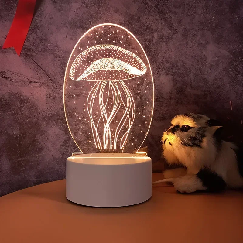 Lampu 3D akrilik LED lampu malam anak, dinosaurus Beruang lampu malam Led untuk dekorasi kamar tidur dekorasi Natal pesta pernikahan hadiah