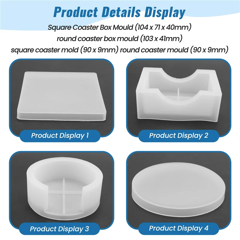 

Silicone Coaster Molds For Resin Casting,Epoxy Resin Coaster Molds Kit Including 8 Pcs Coasters And 2 Pcs Holders Molds