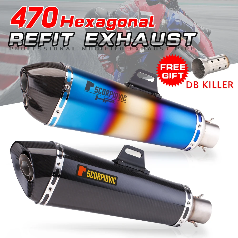 

Universal exhaust muffler exhaust pipe 51mm motorcycle scooter R25 ninja250 Z250 R15 Z800 MT15 trk502 tnt300 MT25