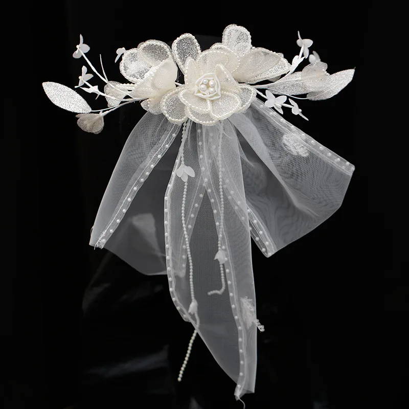 

New Beautiful Fairy White Bow Flower Hairpin Set Is Romantic Korean Sweet Women Wedding Hair Accessories.