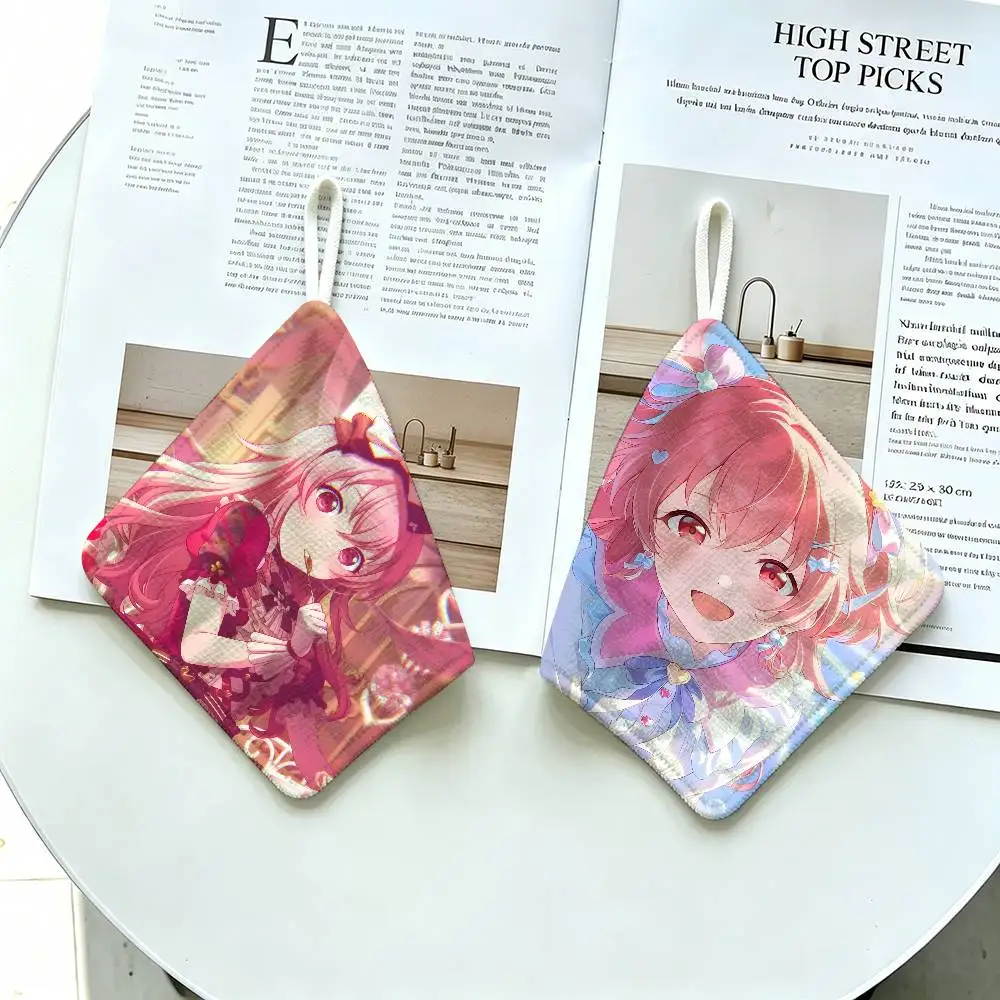 Anime MORE MORE JUMP! Momoi Airi Polyester Cotton Daily Towel, Hanging Kitchen Hand Wiping Cloth, Durable for Whole House Use