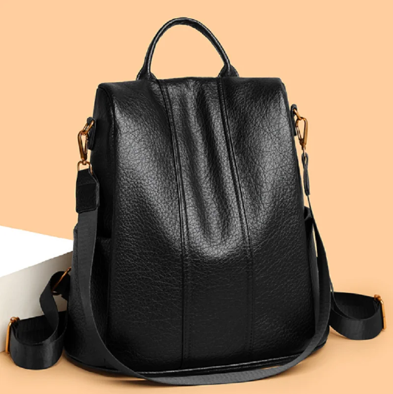 New Korean High Quality Leather Anti Theft Travel Backpacks Women's Large Capacity Shoulder Bags Notebook School Bag Backpack