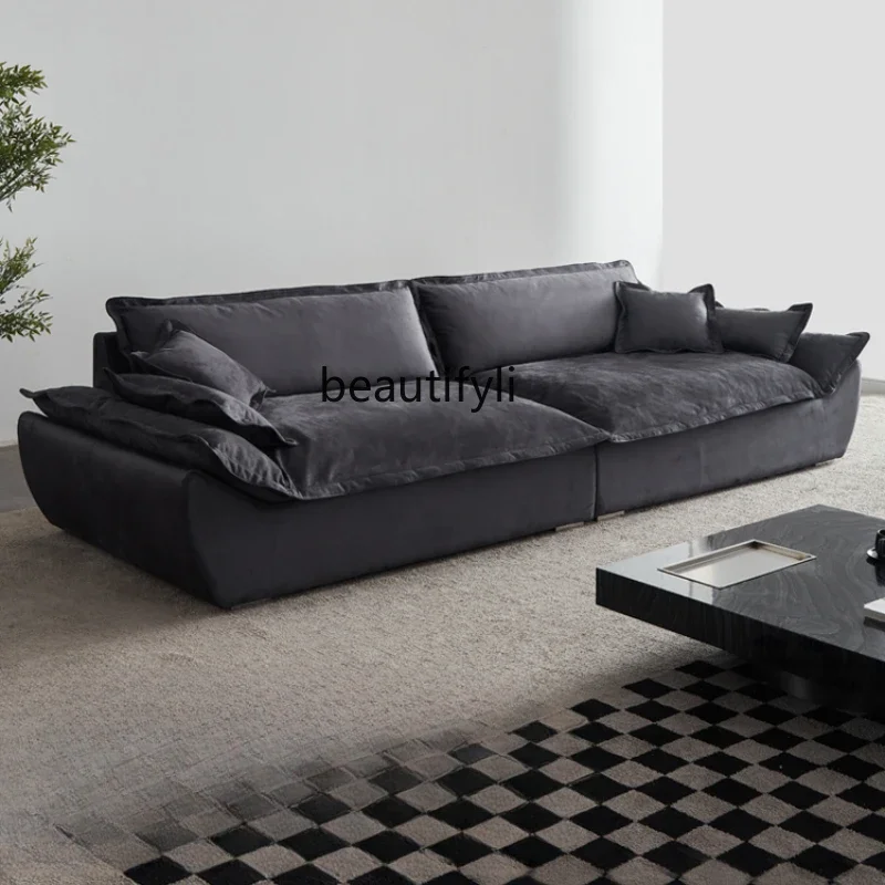 

Italian minimalist cloud sofa living room cat scratch matte fabric designer light luxury cream sofa