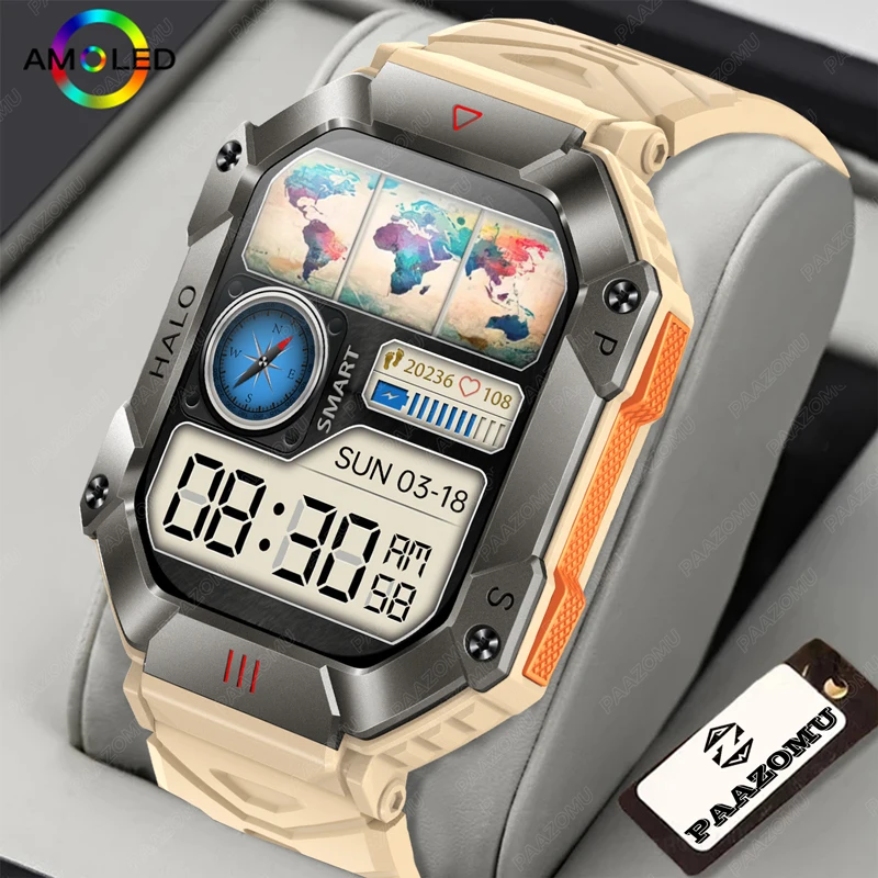 

2023 New Smart Watch Men Outdoor Compass GPS Sport Fitness Tracker Bluetooth Call Heart Rate IP67 Waterproof Military Smartwatch