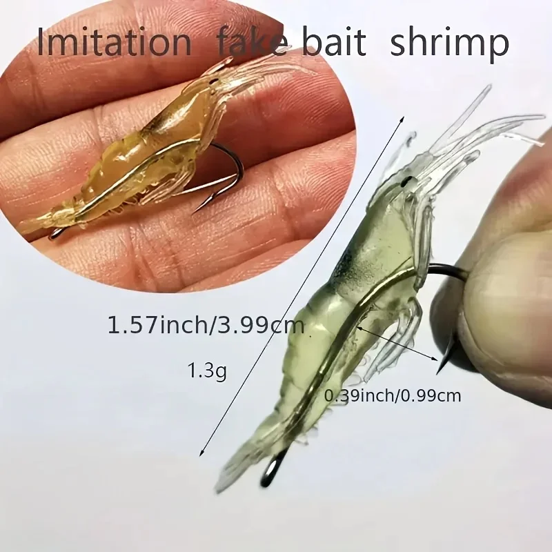 5/10/20pcs Luminous Shrimp Lures Set with Sharp Hook And Bead for Freshwater And Saltwater Fishing