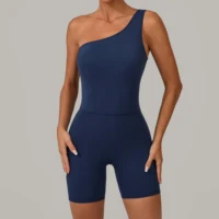 One Shoulder Women Sports Jumpsuit Sleeveless Yoga Rompers Backless Sportswear Women Workout One Piece Bodysuits Female - Image 3