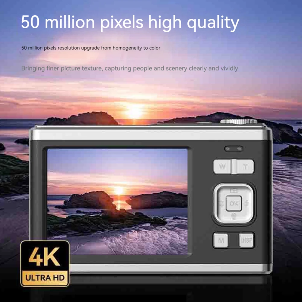 4K Digital Camera with LED Flash 16X Zoom Digital Camera 50MP Compact Camera for Teens Beginner