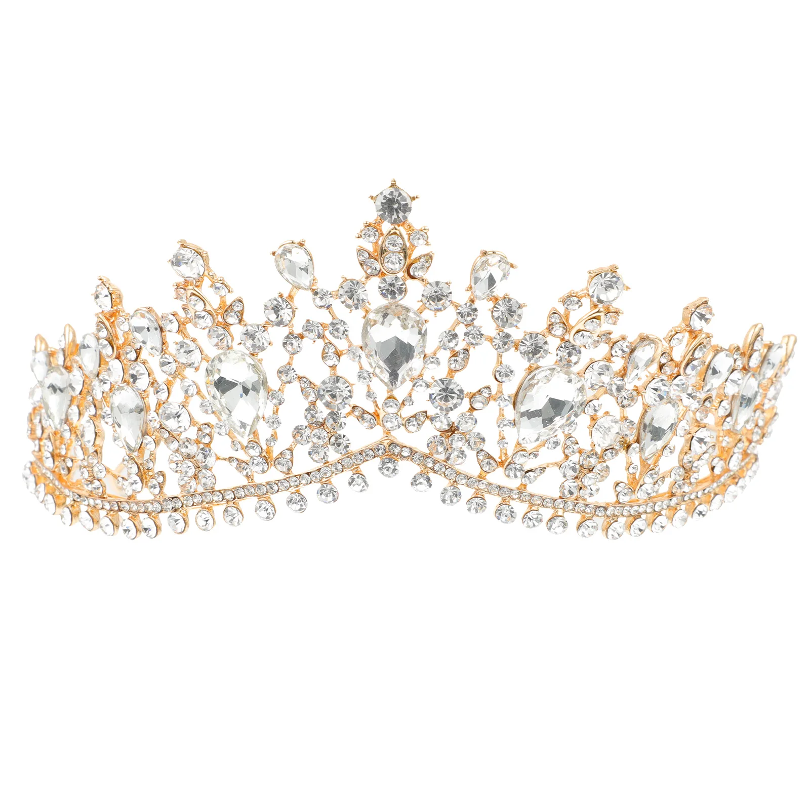

Rhinestone Crown Headdress Elegant Bridal Tiara for Wedding Party Evening Hair Accessory Comb Side Secure Fixation
