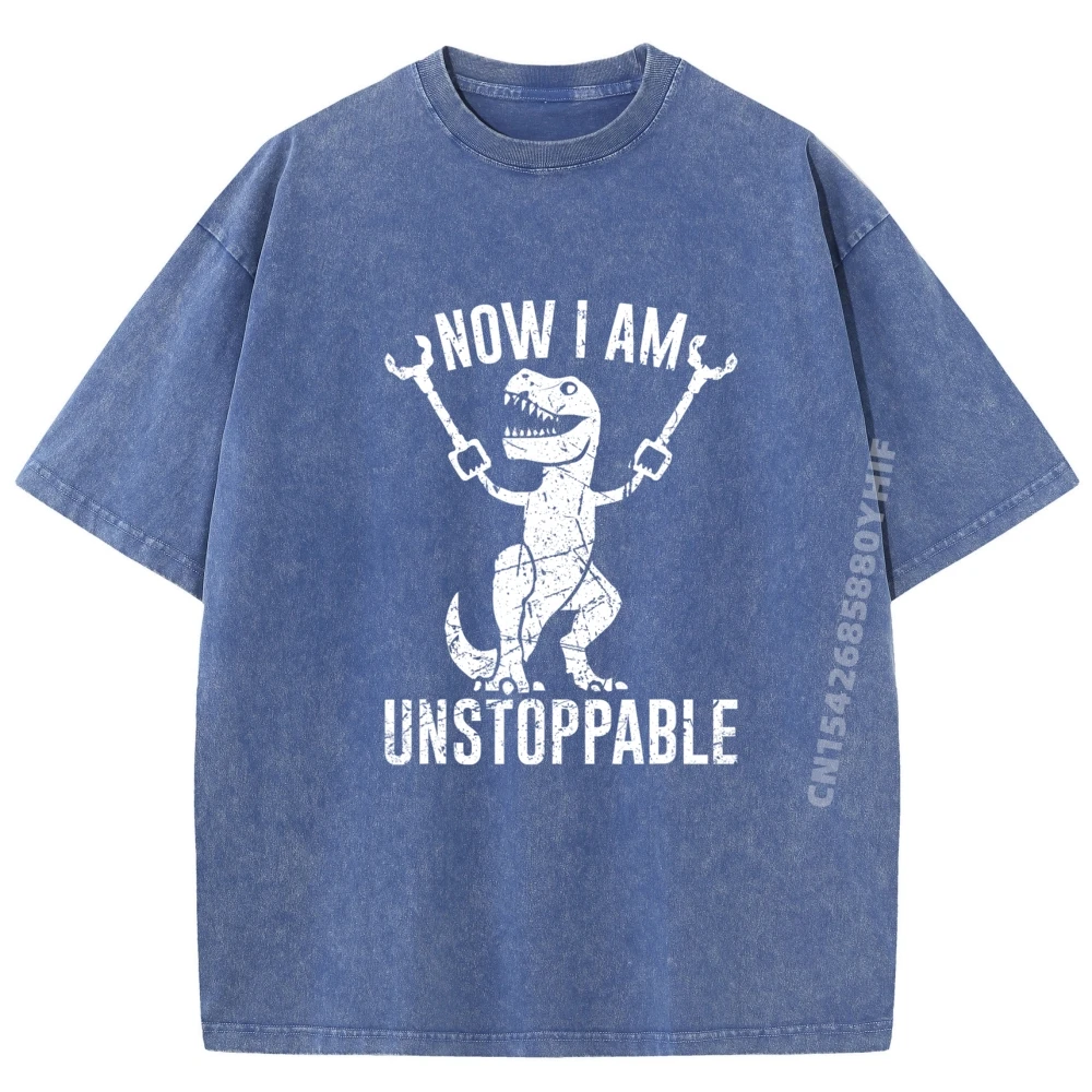 

Cotton Letter Tops Tees Retro Short Sleeve Mens Men T-shirt Retro Now I M Unstoppable Vintage Washed Tshirts Graphic