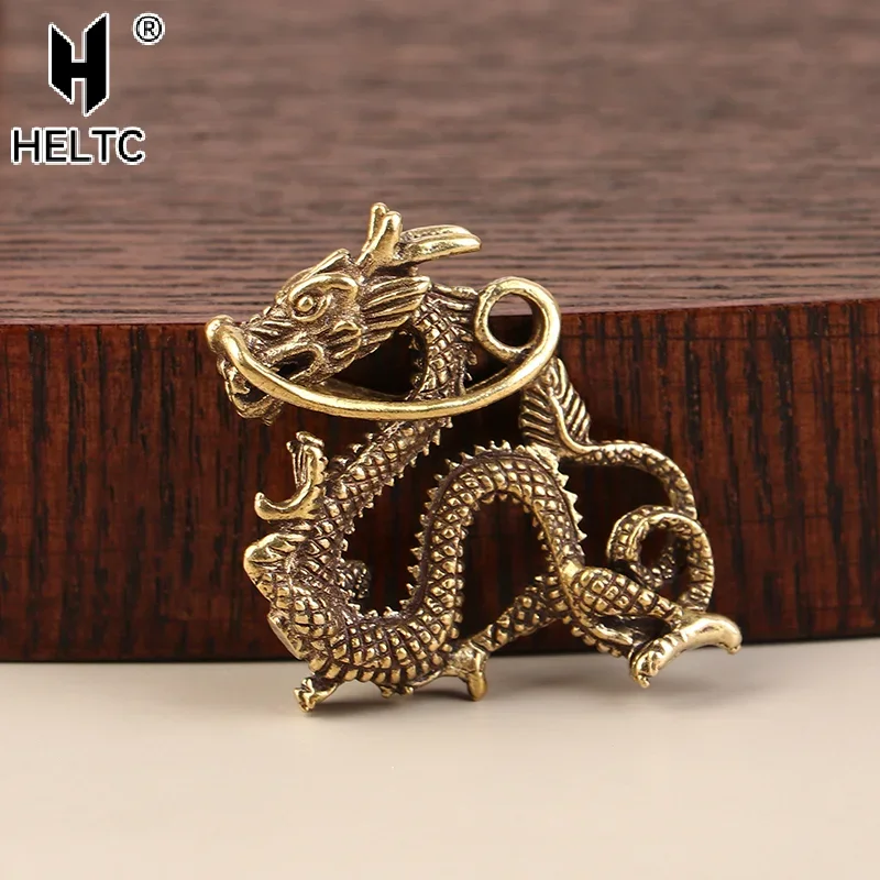 ❤1Pc Retro Brass Dragon Figurine Decor Wealth Prosperity Chinese Style Ornament Dragon Luck Animal Fengshui Vintage Decors