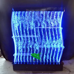 Custom, home bar display cabinet designs led glowing S shape water bubble wall wine display cabinet