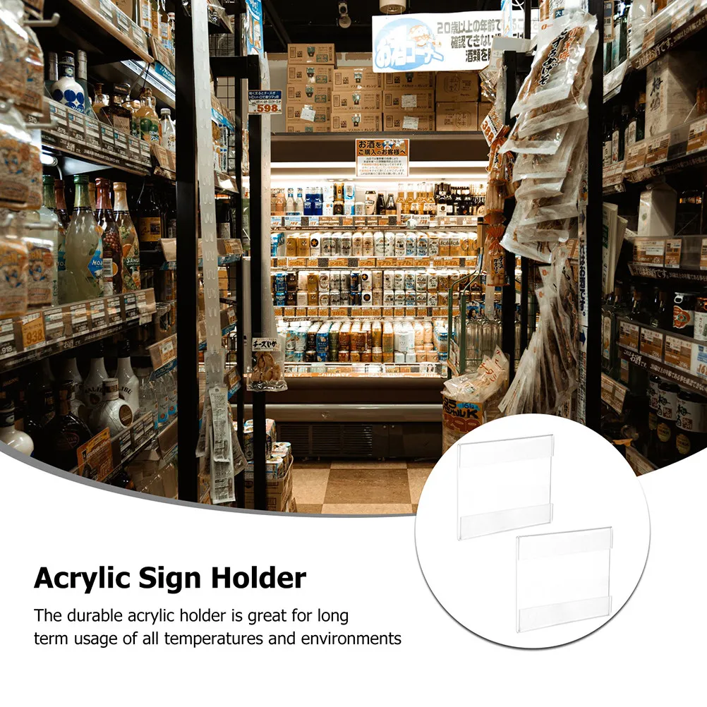 10Pcs Acrylic Price Holders Clip on Sign Holder for Supermarket Shelf Retail Store Display Label Rack Easy Remove Insert