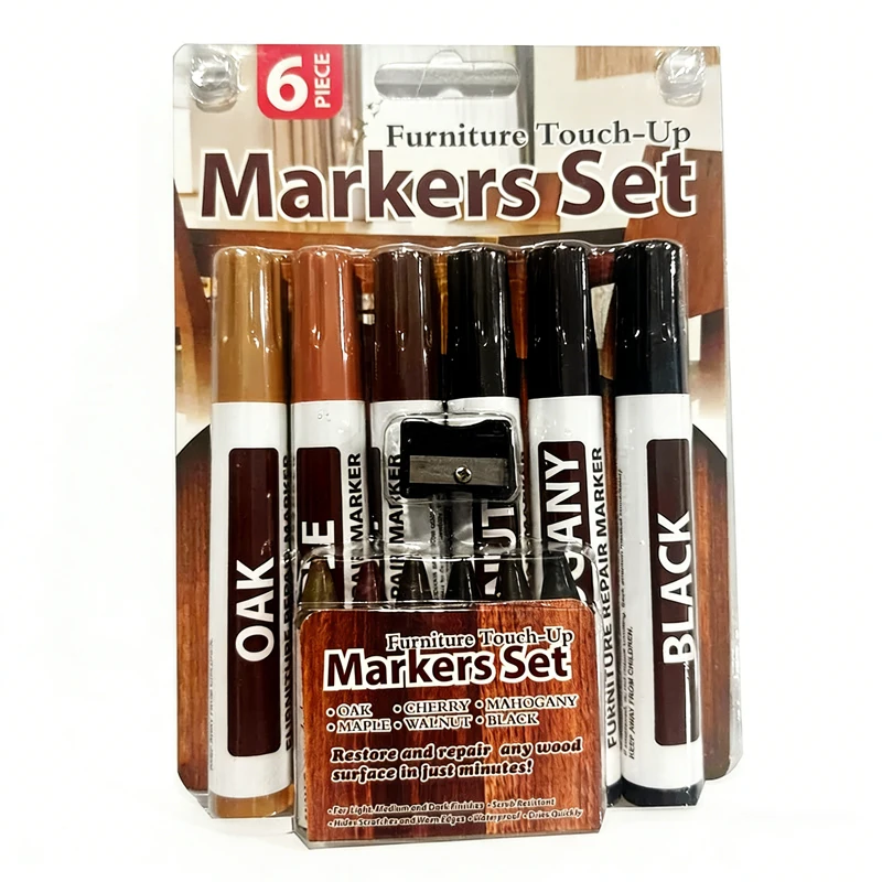 6-12-teiliges Möbel-Reparaturmarker-Set, Holzreparaturstift, Kratzerentferner, Farbauffrischer für Holztische und Schränke – Detail 11