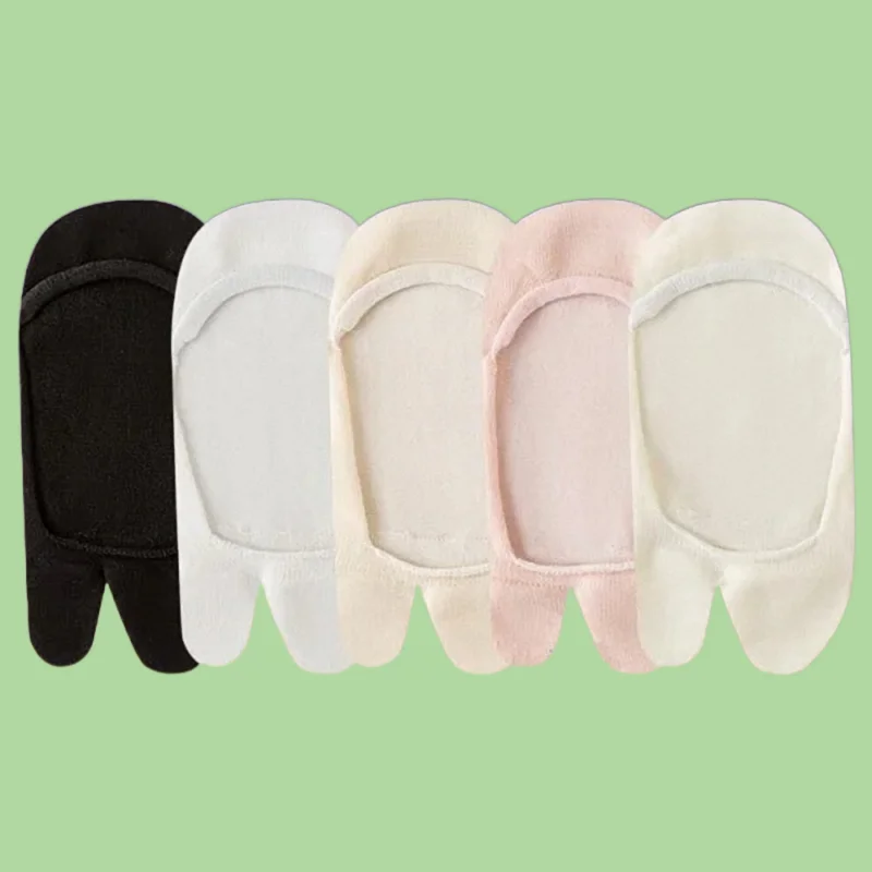 5/10 Pairs 2024 New Two-finger Invisible Socks Summer Thin Cotton Socks Breathable Sweat-absorbent Split Toe Shallow Boat Socks