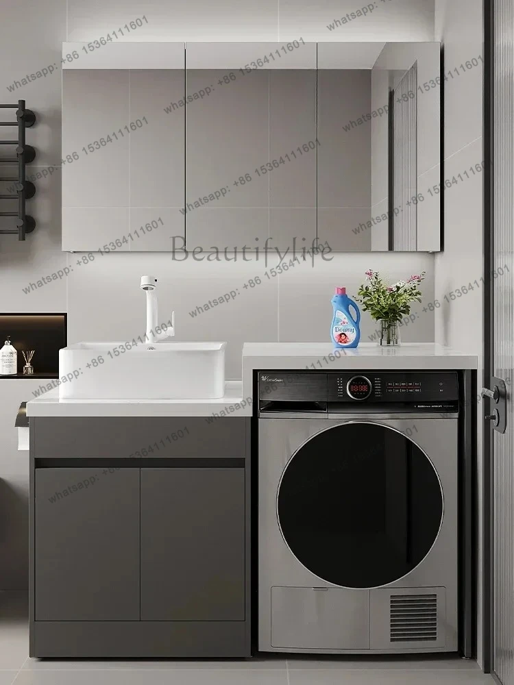 

bathroom accessories set On the platform basin rock slab balcony washing machine integrated cabinet combination sink washing sig