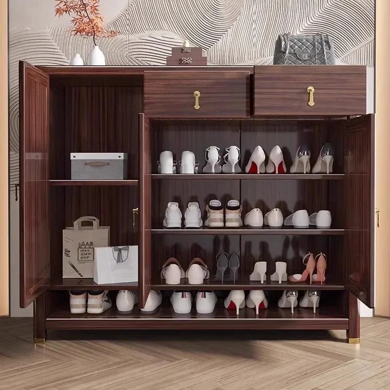 Nuevo Gabinete de zapatos de madera maciza de estilo chino, gabinete de entrada de almacenamiento de puerta para el hogar, partición para sala de estar