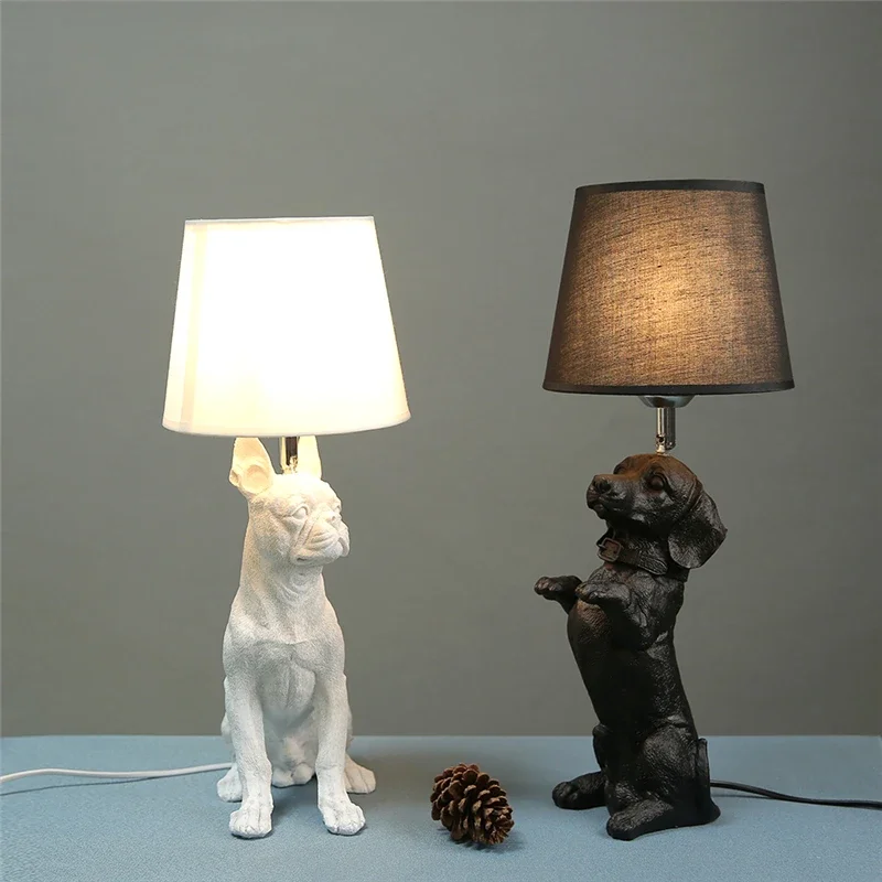 Imagem -02 - Nordic Animal Filhote de Cachorro Led Candeeiros Mesa para Sala Estar Moderna Criativo Decorativo Quarto Lâmpada Luminárias Industriais Luminária