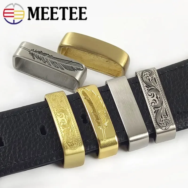 Meetee 35-40mm Metal Pure Copper Belts Loops Hook Solid Brass O D Ring Belt Buckle for Men\'s Clothing Craft Hardware Accessories