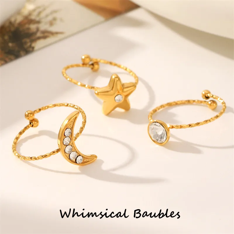 

3pcs Star Moon Ring Set Butterfly Knot Stacked Ring Women's Jewelry Fashion Party Jewelry Gift for Her