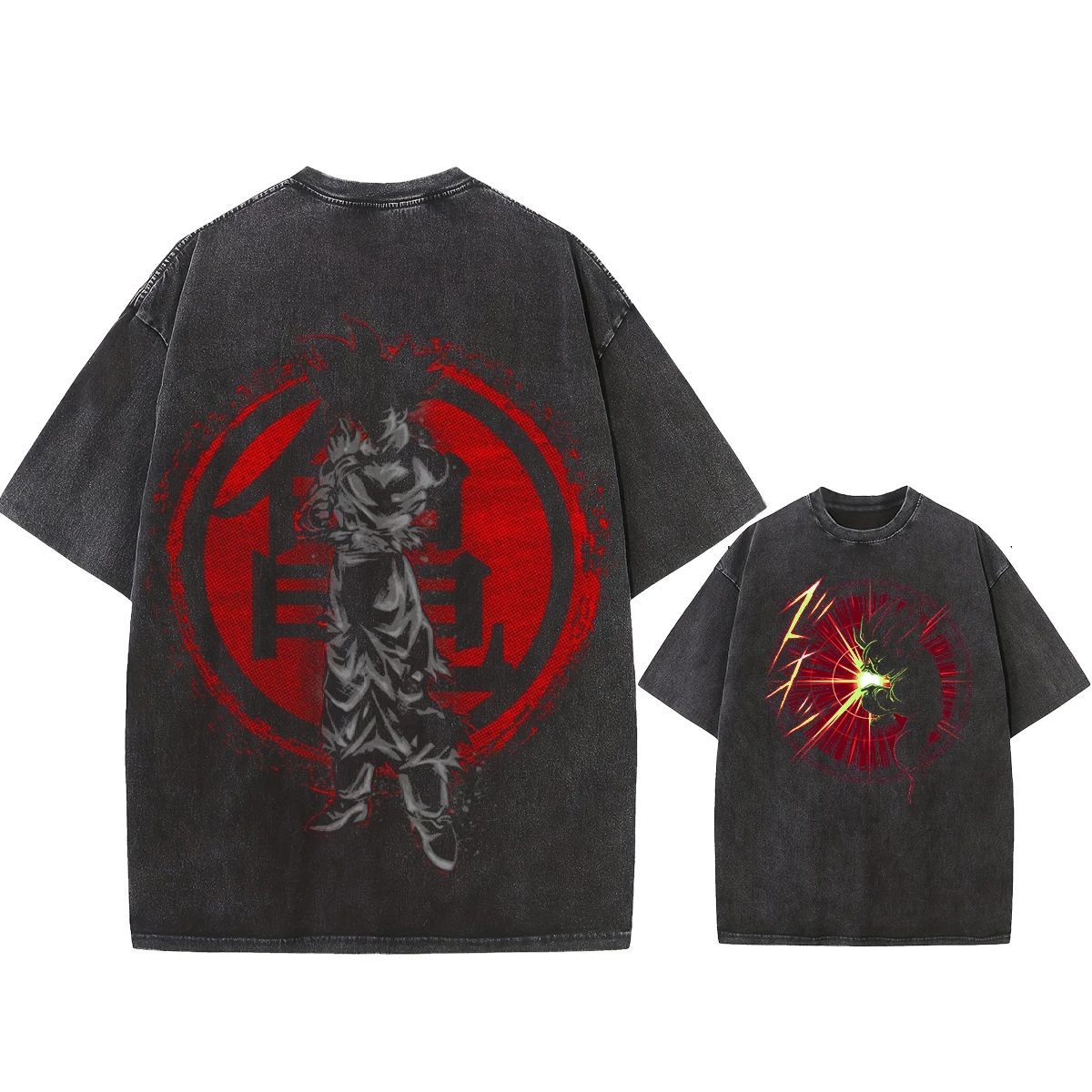 

Anime Dragon Ball Graphic Printed T-Shirt in Washed Cotton Unisex Streetwear Oversized Vintage Washed Short Sleeve