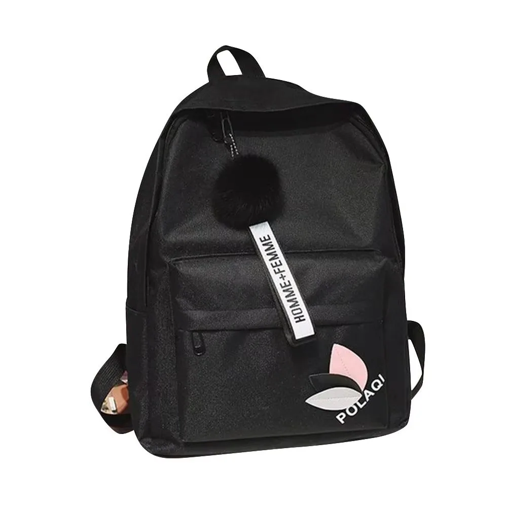 

Large Capacity Printed Leaves Backpack Printed Leaves Solid Color Student Schoolbag College Style Portable Canvas Rucksack