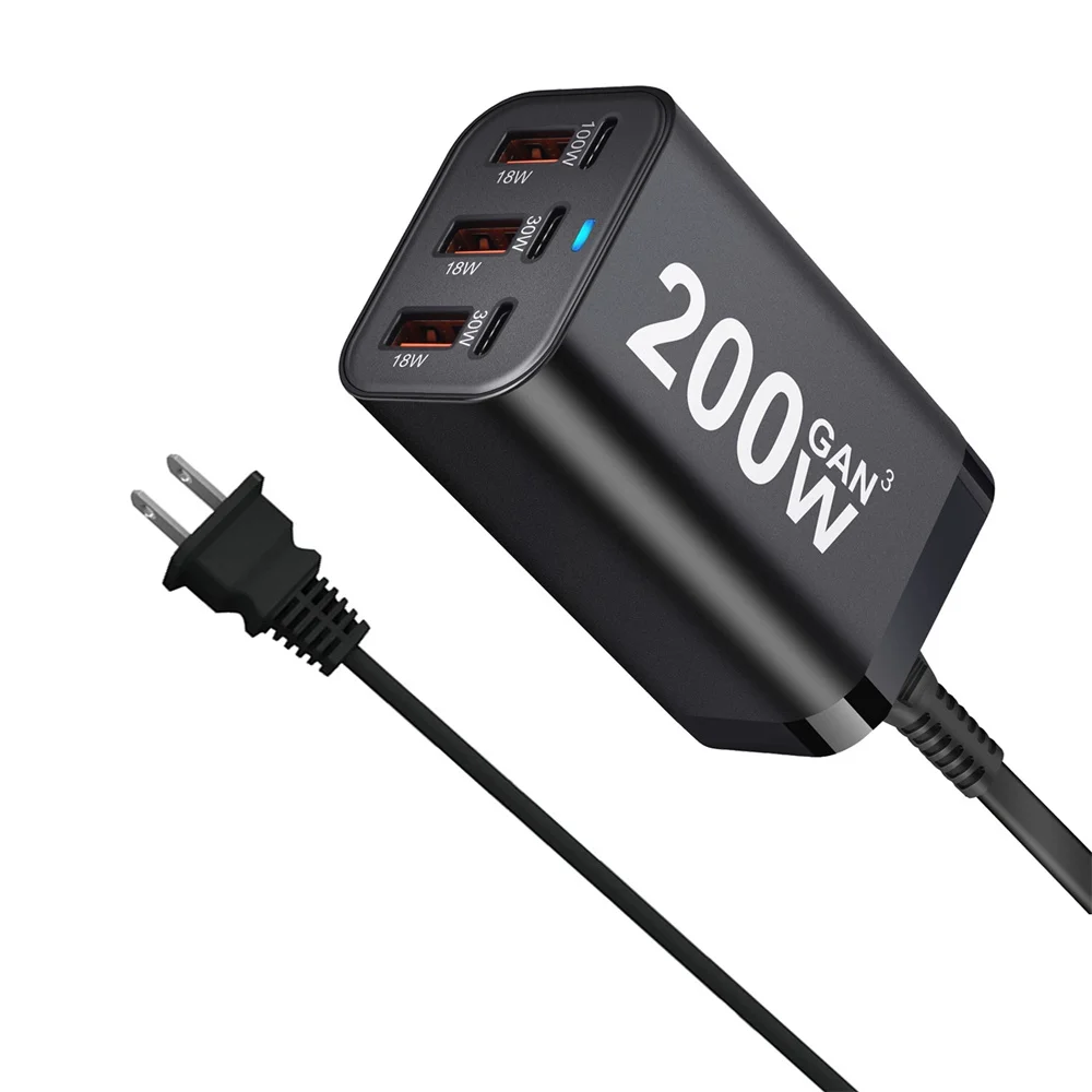 New Style 200W GAN Desktop 3C3A Charger Cross-Border Dedicated GAN Mobile Phone Charger GaN Charge