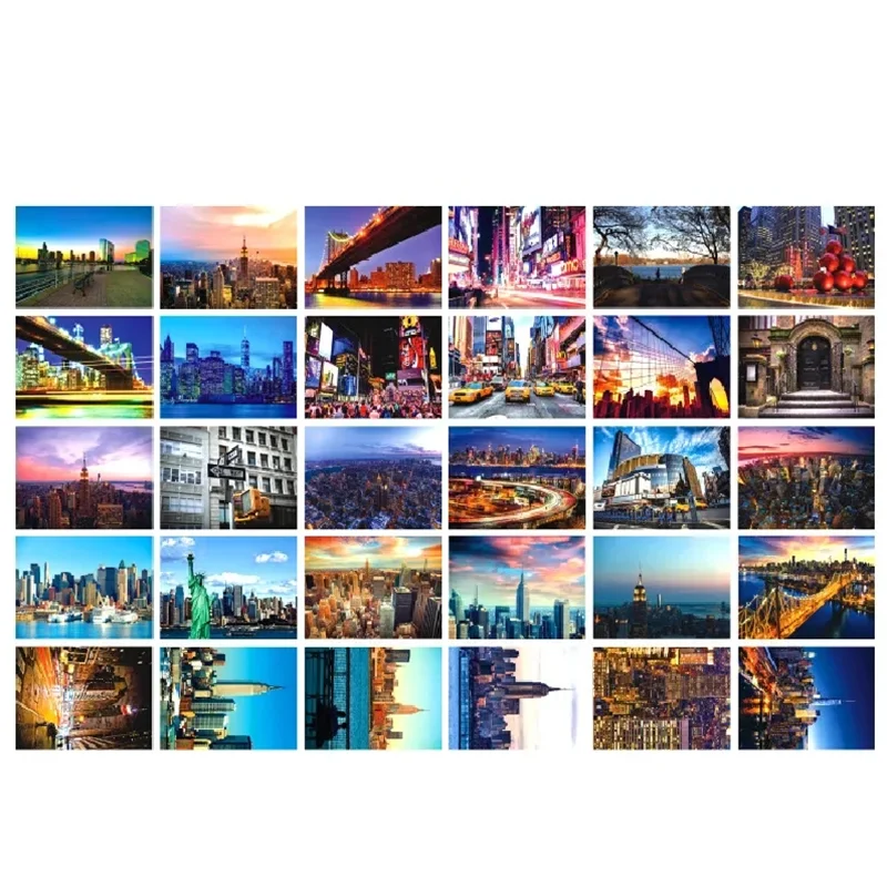 30 fogli cartoline paesaggistiche di New York Biglietto d'auguri dei desideri in scatola La carta messaggio può essere spedita per studenti di cancelleria regalo