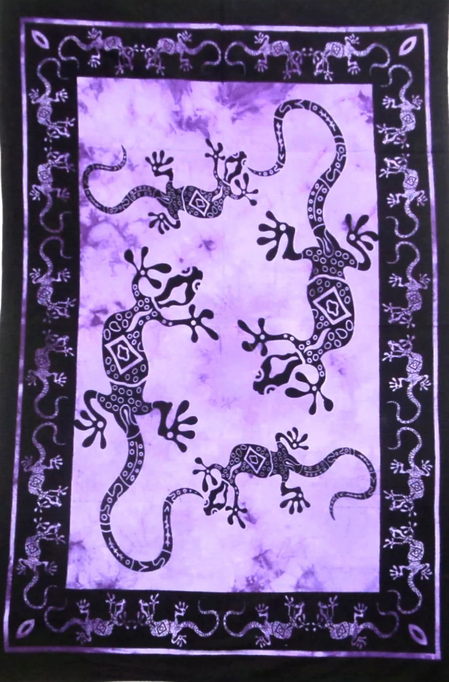Purple Gecko Tie Dye Tapestry Boho Wall Hanging Art Decor for Home Bedroom Yoga Space