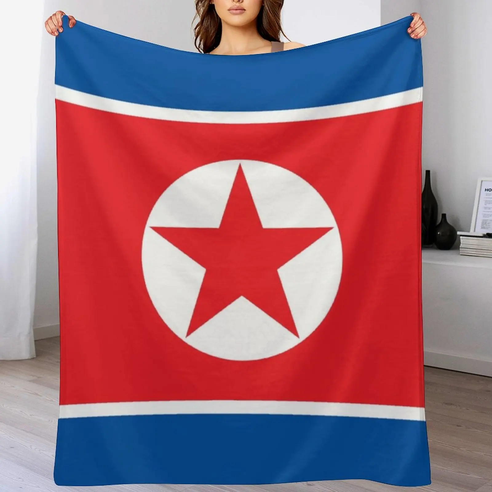 Flag of North Korea Throw Blanket Personalized Gift Sofa Thermals For Travel Thin Blankets