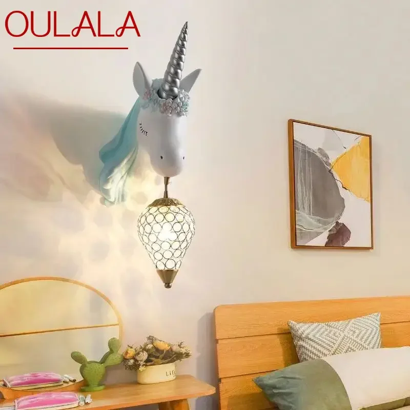 OULALA Contemporary Unicorn Wall Lamp Creative Living Room Bedroom Study Villa Hotel Children's Room Aisle LED Decoration Light