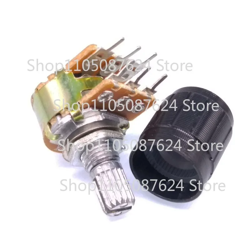 10 Units 10K B10K OHM Linear Taper Rotary Dual Potentiometer POT Black Knob