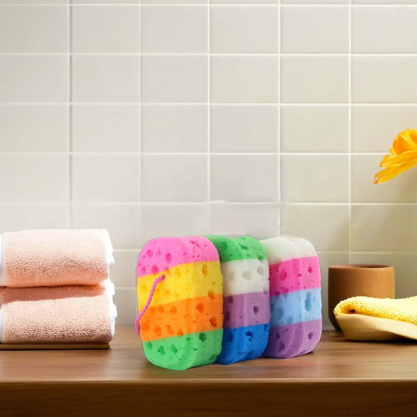 

4Pcs Exfoliating Honeycomb Bath Sponge Set Foaming Mesh Body Scrubber for Shower Spa Deep Cleansing Gentle Skin Refresh Soft