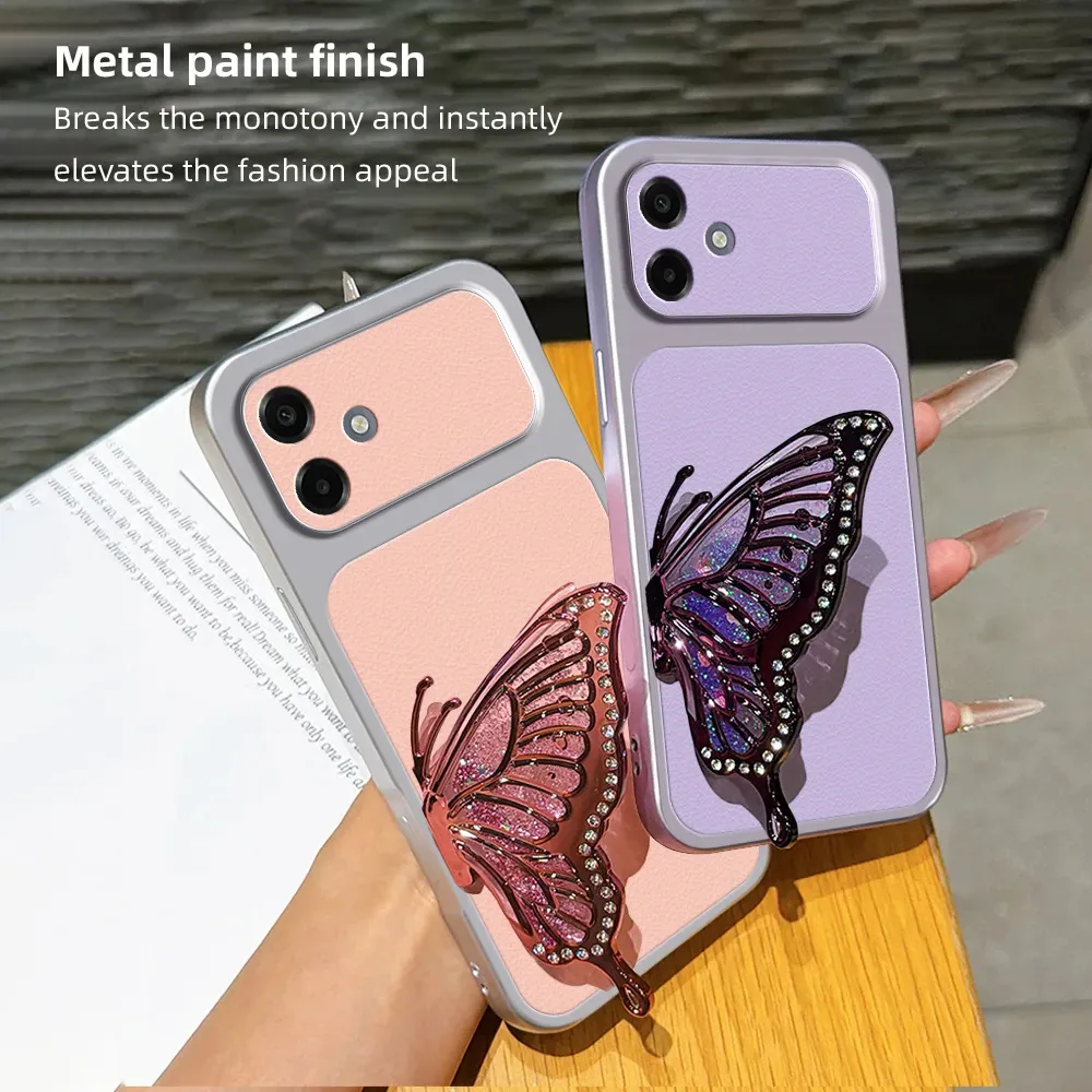 Skinlee For Samsung Galaxy A05S 06 07 08 Case Corning Artificial Belt Butterfly Bracket Case For Samsung A05S 06 07 08 Casing