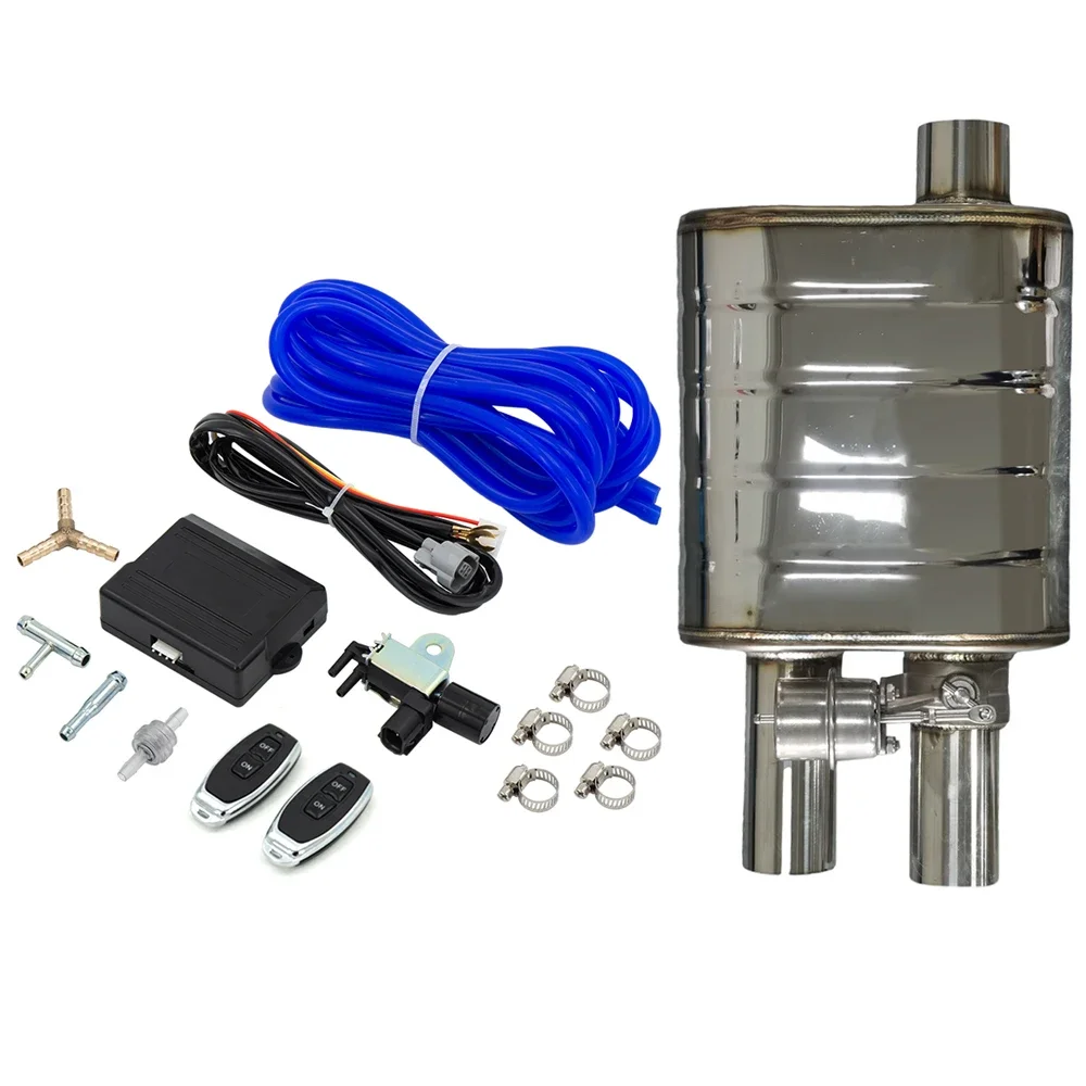 Single inlet Double outlet Car Exhaust Muffler With Vacuum Pump Cutout Valve And Controller 2/2.5/3 inch