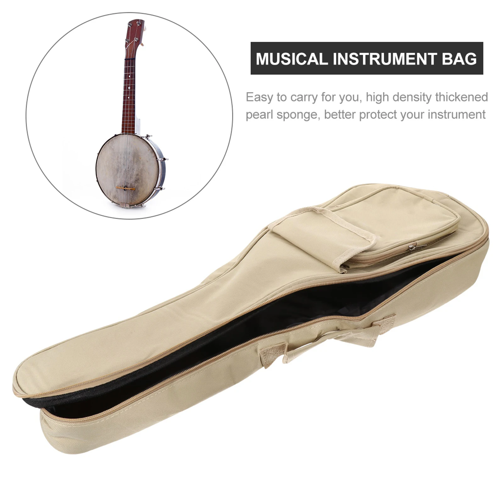 

Waterproof 600D Oxford Ukulele Case Sturdy Guitar Bag Extra Thick Sponge Padded Adjustable Strap Side Portable Design Two Way