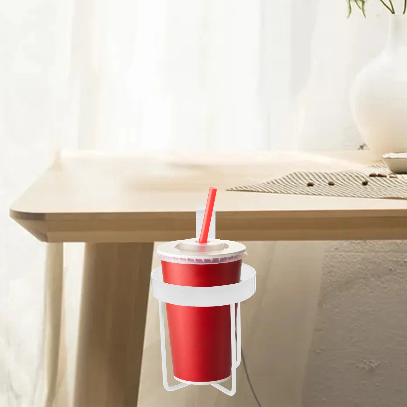 

Metal Desktop Cup Holder Clip Lightweight Adjustable Table Edge Cup Holder Clip for Drinking Beverages Office Gaming Desk