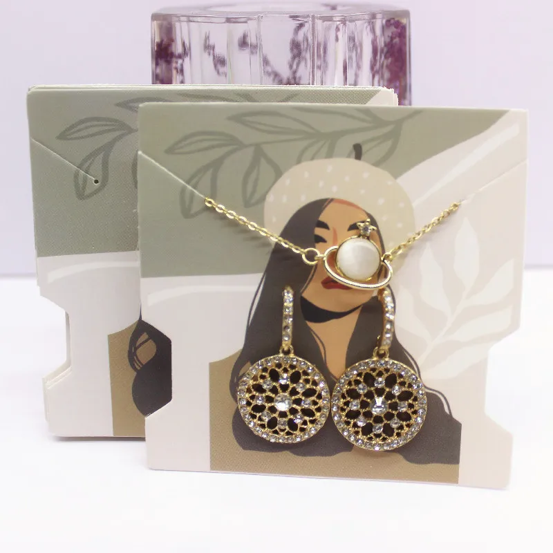 10/50pcs 7.4x7.4cm Fashion Women\'s Jewelry Packaging Cards Earrings Necklace Display Card Holder for DIY Jewelry Package Supply