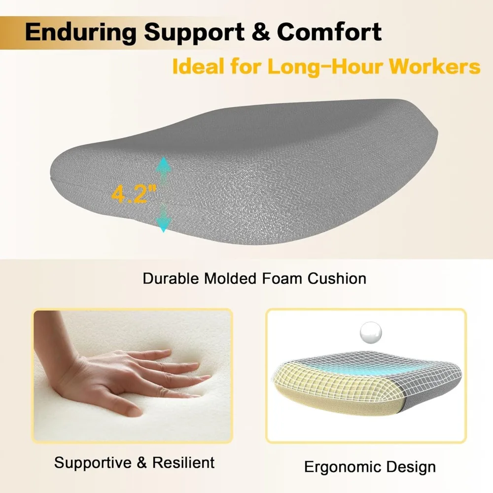 Комфортное эргономичное офисное кресло для облегчения боли в спине — прочная пенопластовая амортизация и регулируемая поясничная поддержка