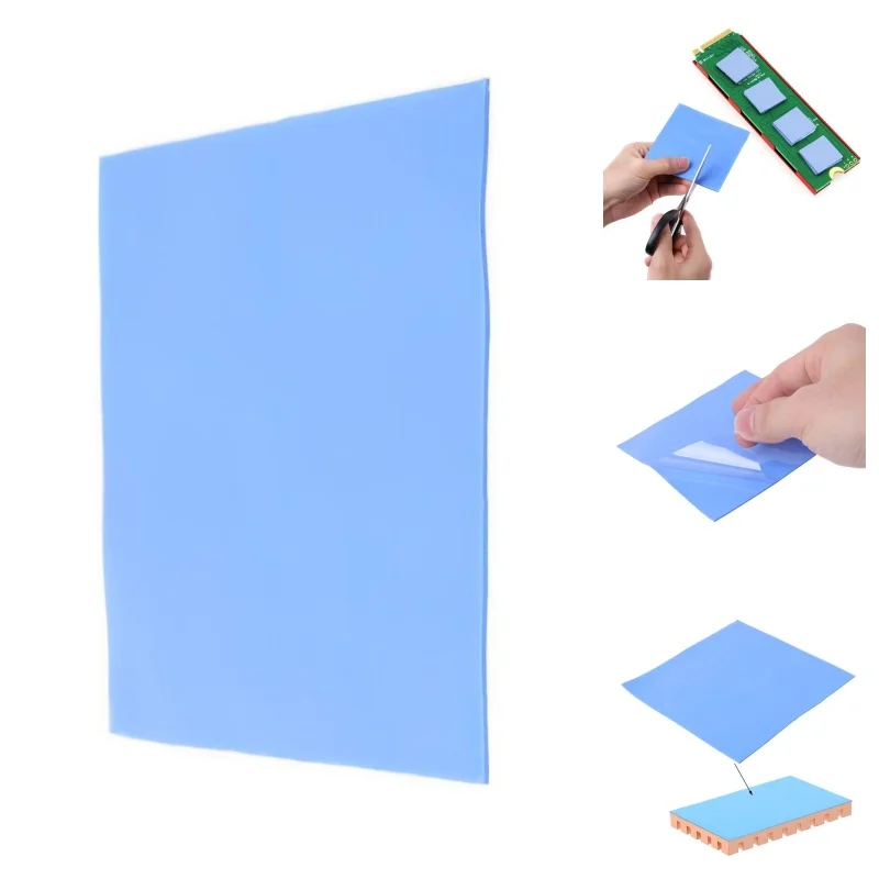 1Sheet 100mmx100mmx1mm Thermal Pad GPU CPU Heatsink Cooling Conductive Silicone Pad for PC Computer Accessories Dropship